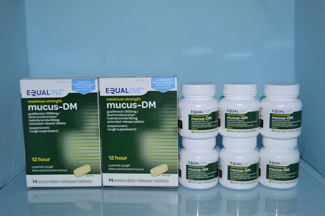 (8) Equaline Mucus DM Maximum Strength 12 Hour 1200 mg Guaifenesin 14 Each 6/24
