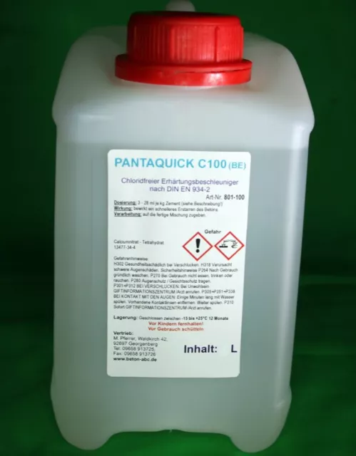 1 L/1,45 kg Acelerador Pantaquick y anticongelante para hormigón y mortero