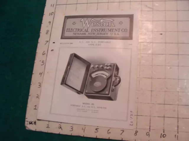 orig. 1915 WESTON Electric inst. co bulletin: A.C. & D.C. PORTABLE AMMETERS