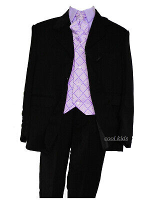 Boys Black & Lilac 5 Piece Suit, Page Boy, formal wear, All Occasions 0-3 -14yr