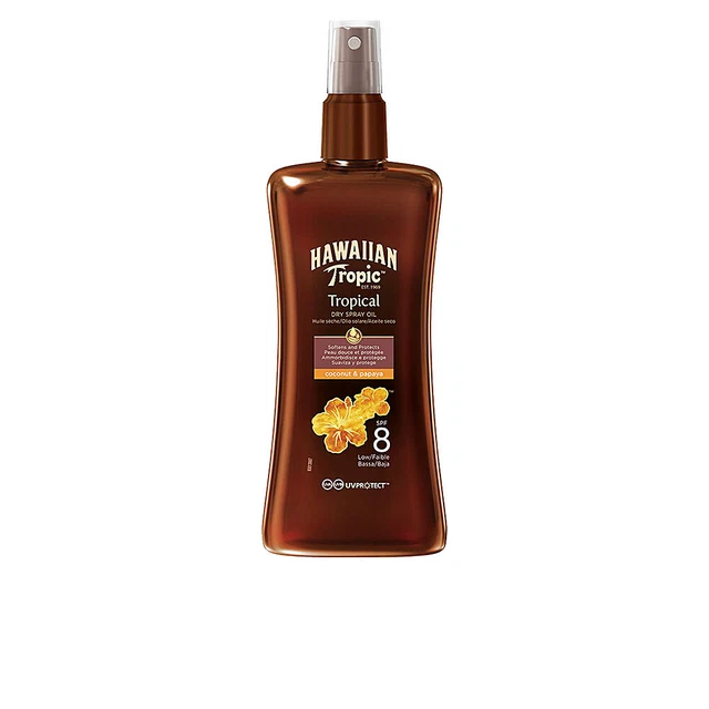 Solaires Hawaiian Tropic unisex COCONUT & PAPAYA dry oil SPF8 spray 200 ml