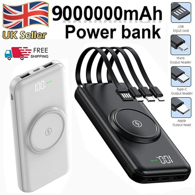 Portable Power Bank 9000000mAh Wireless Charger Fast Charging Magnetic Battery