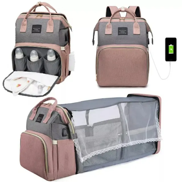 Diaper Bag Portable Baby Bed Folding Bassinet Crib Backpack Travel Foldable