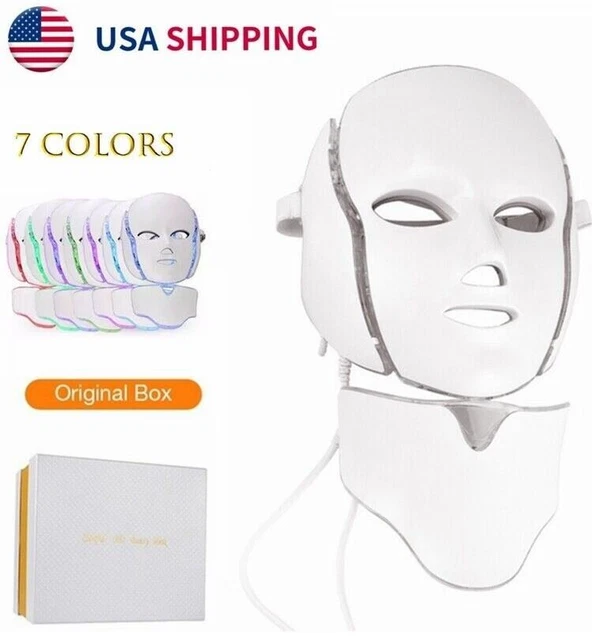 7 Colors LED Light Photon Face Neck Mask Rejuvenation Facial Therapy (ROSE GOLD)