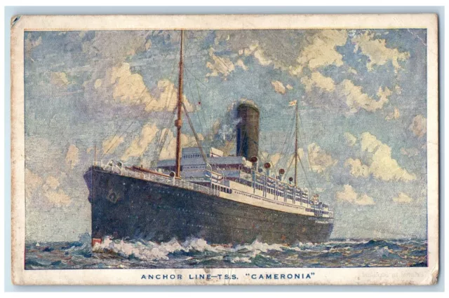 1930 Anchor Line TSS Cameronia Passenger Ship Boat Cruise Steam Glasgow Postcard