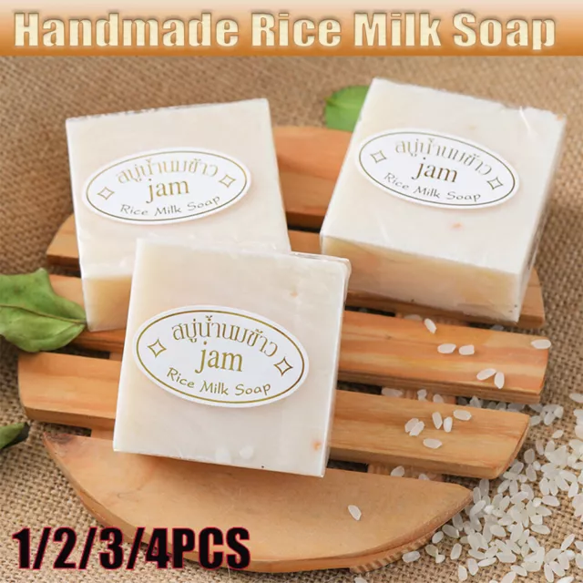 4X NEW Handmade Rice Milk Soap Whitening Skin Collagen Face Body Cleaning Soap