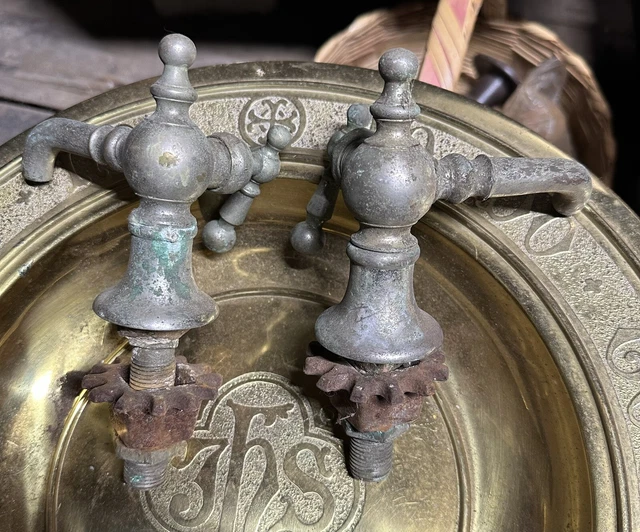 rare old pair of french style victorian faucets for redtoration just out ofattic