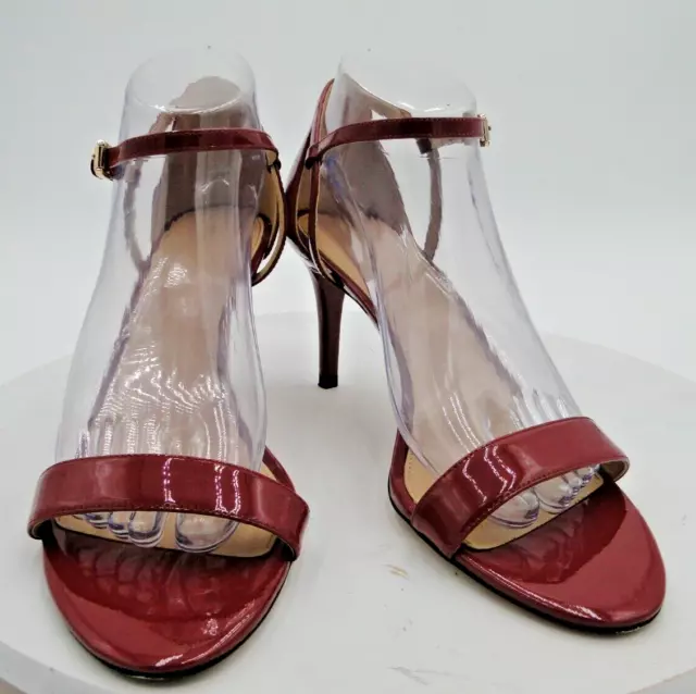 Michael Kors Simone Mid Sandal Low Heel Red Leather Size 10M, Free Shipping!