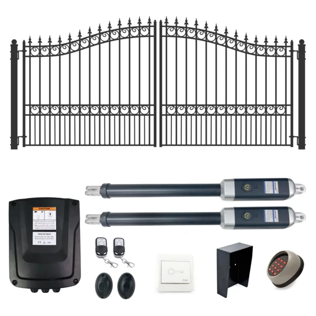 ALEKO London Style Dual Swing Steel Driveway Gate 16' with Gate Opener