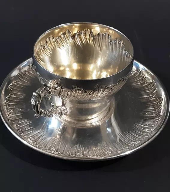 Tasse Et Sous-tasse en ARGENT Minerve 19ème orfevre h soufflot 2