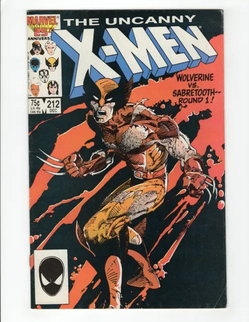 Uncanny X-Men #212 - 1ST BATTLE OF WOLVERINE VS SABERTOOTH - Marvel