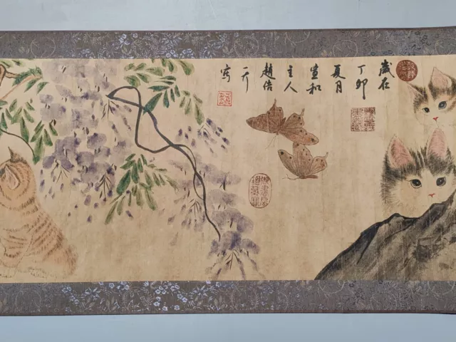Hand-painted Ancient Small Hand Scroll Works (Song Zhao Ji Cat Boutique Scroll)