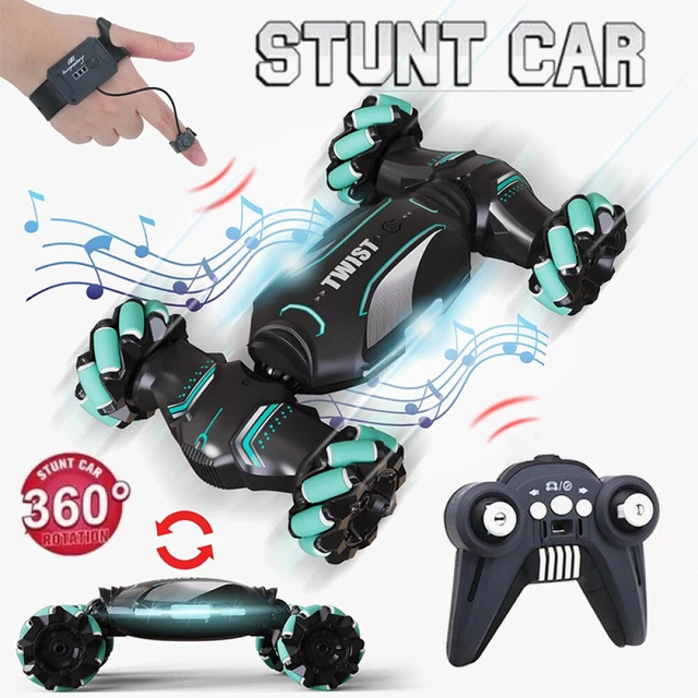 Rechargeable 1:16 Red RC Stunt Car with Hand Gesture Sensor Spray Mist & LED Lights
