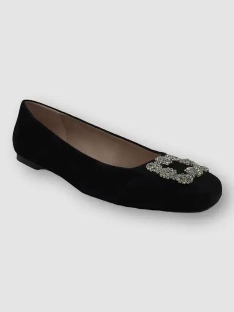 $184 Neiman Marcus Women's Black Marley Embellished Ballet Flat Shoes US 8 M