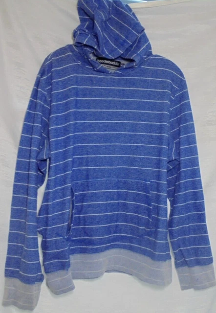 HoodieBuddie Mens XL Striped Hoodie Full Zip Jacket Pocket Earbuds Headphones