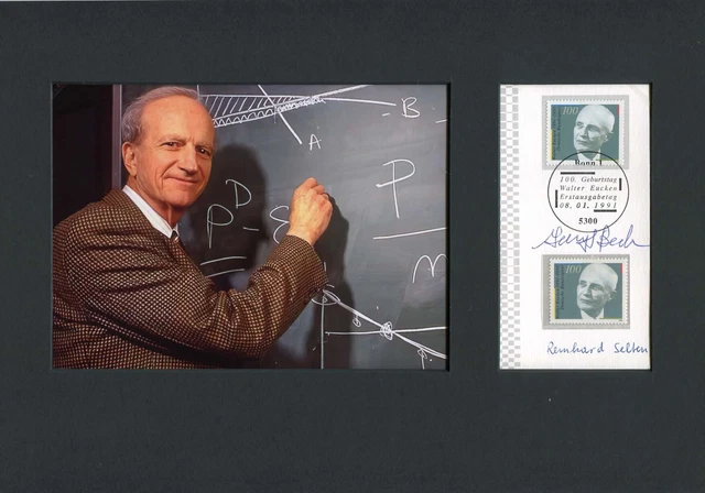 NOBEL PRIZE ECONOMIST Gary Becker & Reinhard Selten autographs, signed FDC mount