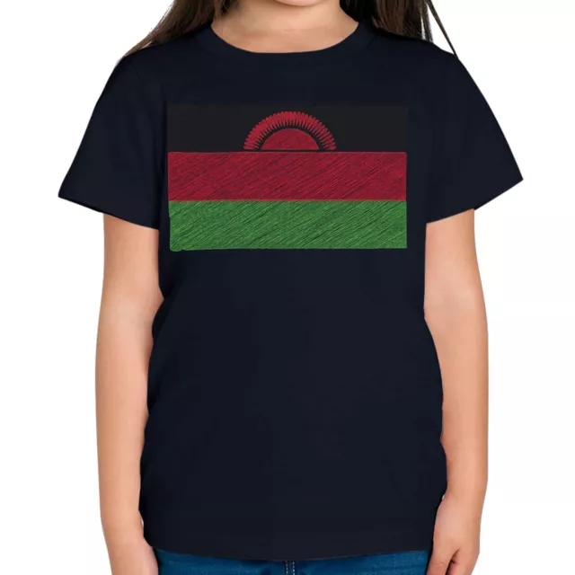 Malawi Scribble Flag Kids T-Shirt Tee Top Gift Malawian Football