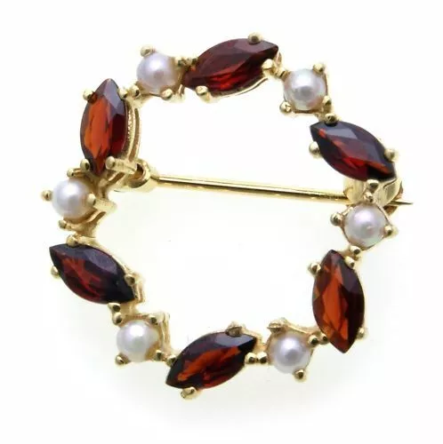 Broche Avec Grenat Perle de Culture Or 333 Broche 3926/3GR.ZP