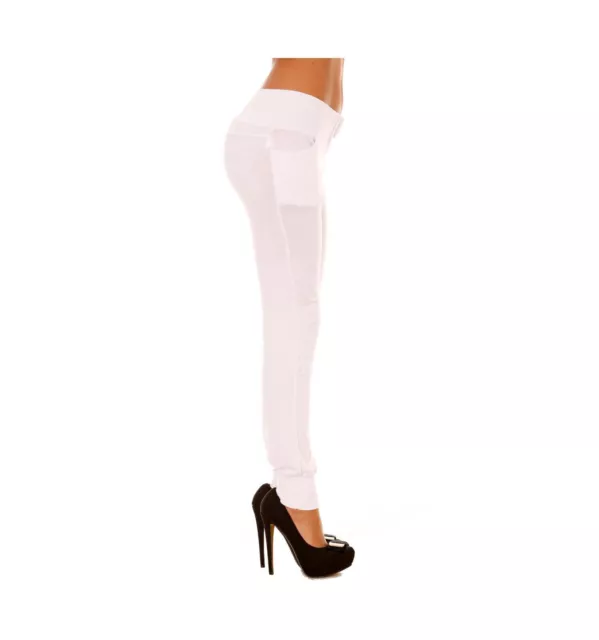 Pantalon Legging Blanc Fluide Femme Poche Elastique Mode Souple Detente Neuf