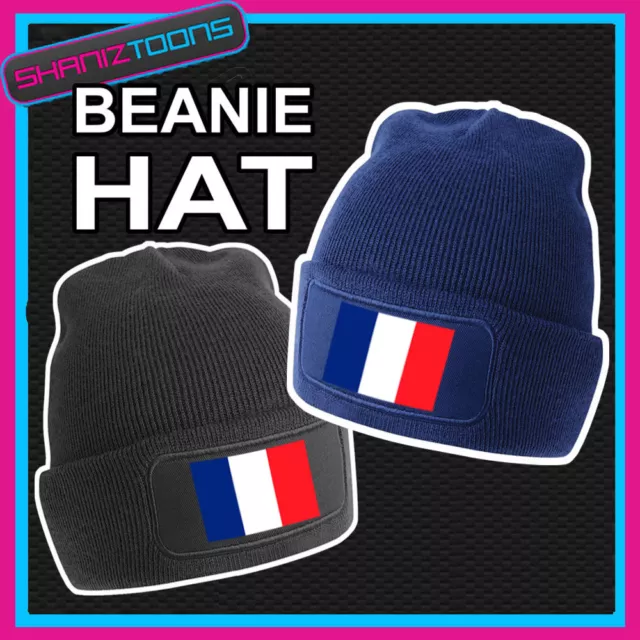 Beanie Hat France French Flag Emblem Design