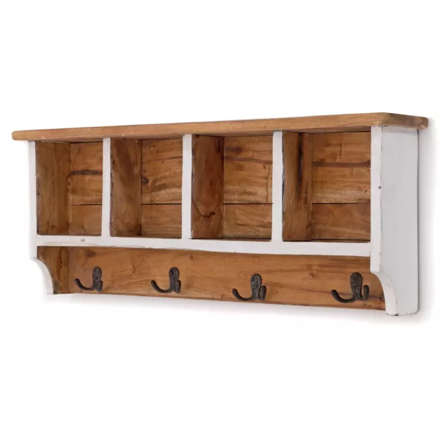 KLEIDERHAKEN VINTAGE 70 | Recyclingholz, 70x27x11cm | Wandgarderobe mit Fächern