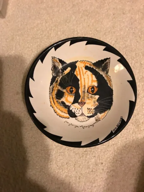 VTG Cats by Nina BLACK & WHITE with Orange EYES Porcelain Plate Cereal Bowl 8"D