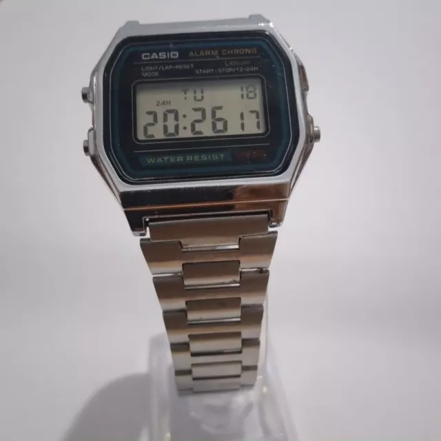 CASIO 593 ALARM digital Chrono quartz A 158 W Men Japan Lithium retro