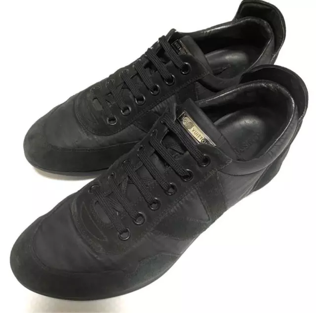 LOUIS VUITTON SUEDE Nylon Leather Sneakers Black Men's US 9.5 Authentic ...