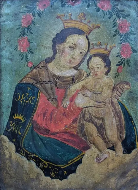 St. Peter im Schwarzwald : Madonna mit Jesuskind - Ölgemälde auf Blech - um 1850 2