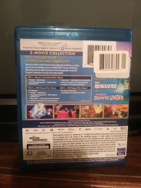 DISNEY'S THE RESCUERS 2 Movie Collection Blu Ray/DVD Combo £13.27 ...
