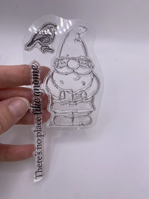Gnome Rubber Stamp (No Block) Cute Scrapbook Card Making Bird Robin Garden