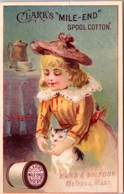 Clarks Thread Girl With Cat Coffee Pot Cup Table Mile End Spool Cotton IPV2