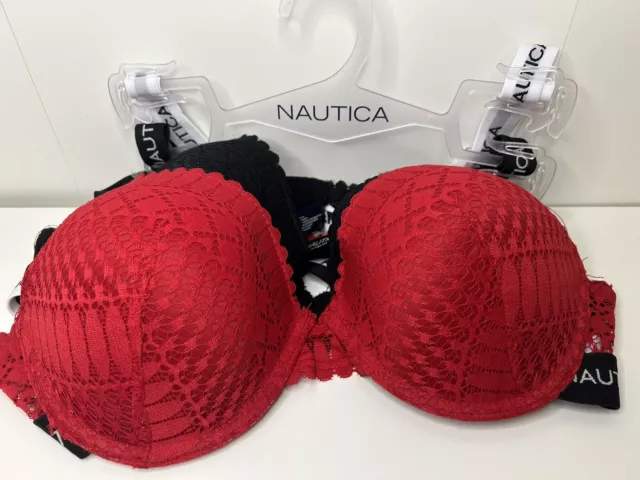 NAUTICA INTIMATES LACE Underwired 2PACK Bras Size 38C Red & Black Color  NWOT £17.98 - PicClick UK