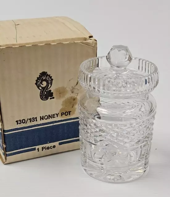 New Old Stock WATERFORD Crystal CASTLEMAINE Jam Condiment Jar Honey Pot with Lid