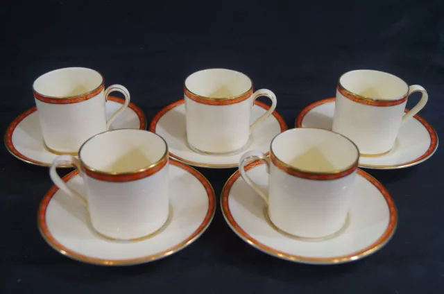 Vintage Set of 5 Minton Bone China Carlton Demitasse Cups & Saucers Circa 1951 +
