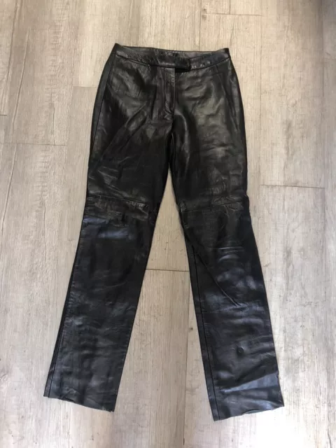 BCBG Damaged  100% Genuine Leather Pants Mid-Rise Womens Sz 0 - Need Repair!