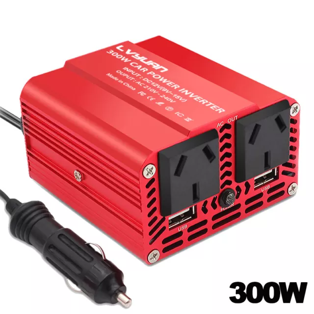 300W Power Inverter DC 12V to AC 240V Outlet Converter Caravan Camping 2 USB