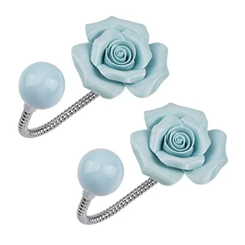 MDPLY Beautiful 3D Flower Ceramic Wall Coat Hook Chrome Decorative Robe Hook ...