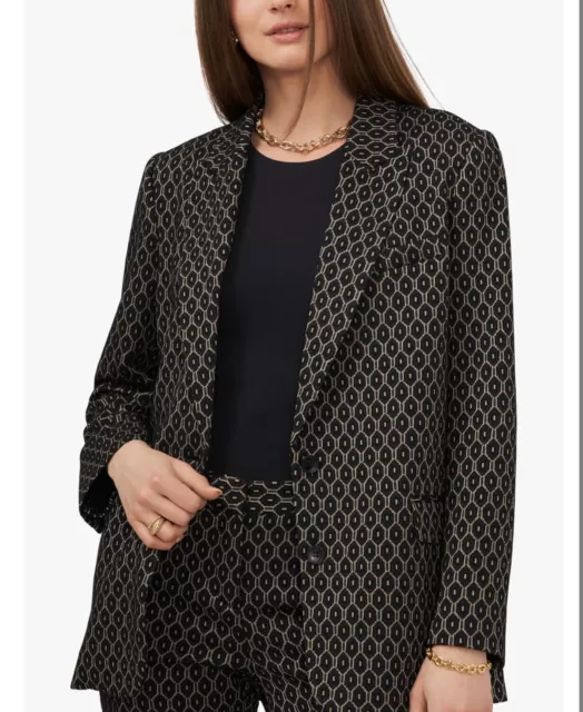 NWT Vince Camuto Blazer Size 16W Geo Jacquard Ponte Women's Rich Black