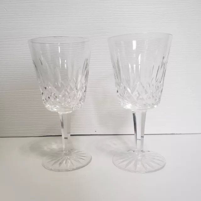 2 Waterford Crystal Lismore Water Goblets 8 Ounce 7 inch Tall Vintage w Flaws