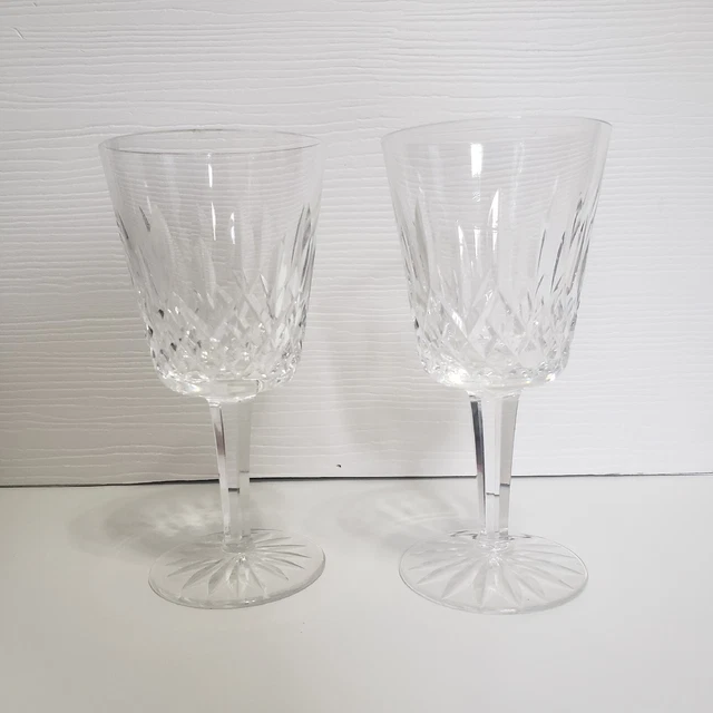 2 Waterford Crystal Lismore Water Goblets 8 Ounce 7 inch Tall Vintage w Flaws