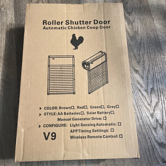 Roller Shutter Door Automatic Chicken Coop Door Model V9 w/Wireless Remote
