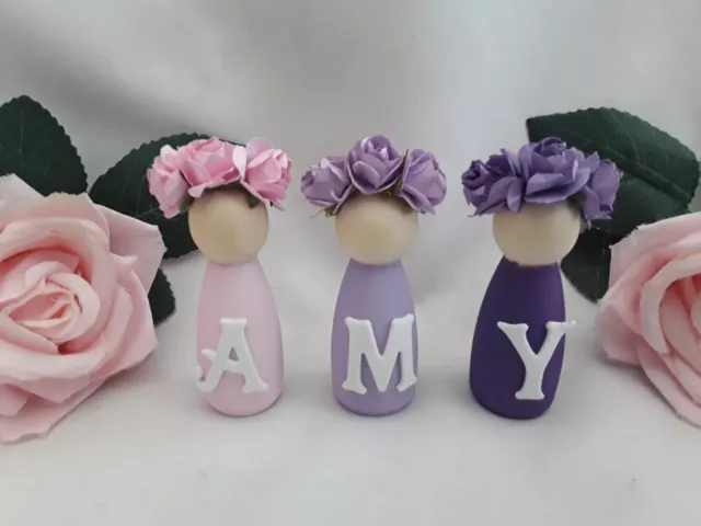 Personalised Wooden Peg Dolls,New Baby Gift,Personalised Nursery Decor