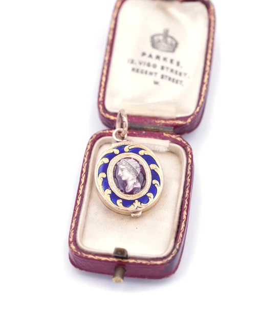 Médaillon Ancien En Or 14k Avec Onyx Noir Et Perle – Bijou De Deuil Belle Époque, C.1860