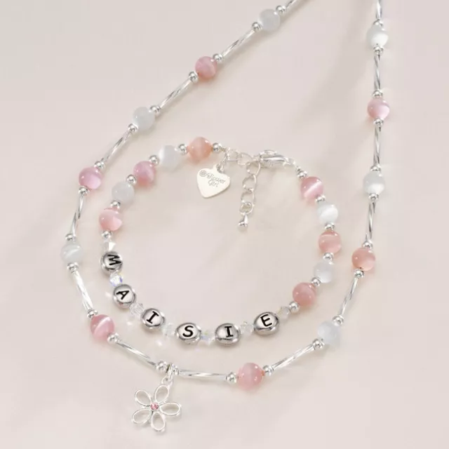 Personalisiert Mädchen Schmuckset,Jeder Name ,Kinder Schmuck,Graviert Anhänger