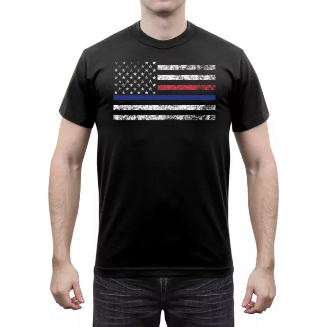 Men's Thin Blue Line & Thin Red Line T-Shirt - Fire Dept. & Law Support Tee
