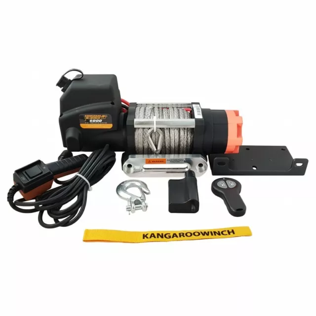 Elektrische Seilwinde PowerWinch 6000lbs ATV 12V 2722kg Anhänger Kunststoffseil