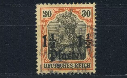 DP Türkei 1 1/2Pia/30Pfg. Germania 1905 Aufdruckfehler Michel 28 I Attest (S9117