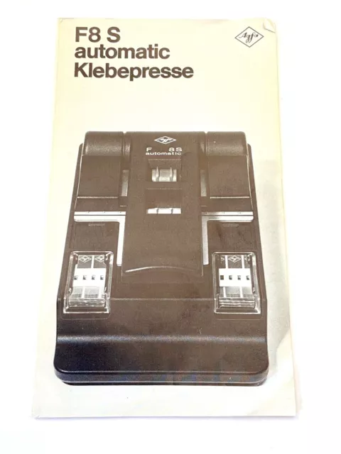 Mode D'emploi Photo Cinema Colleuse Agfa F8 S Automatic Klebepresse
