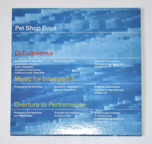 PET SHOP BOYS DJ Culturemix 1991 CD Single CDrx6301 Tennant Lowe EXCELLENT